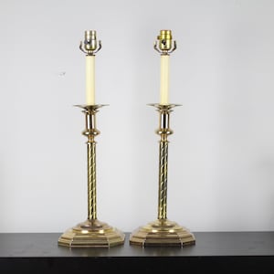 A Pair Of Vintage Brass Twist Lamps / Brass Table Lamps / Lighting / Vintage Home Decoration