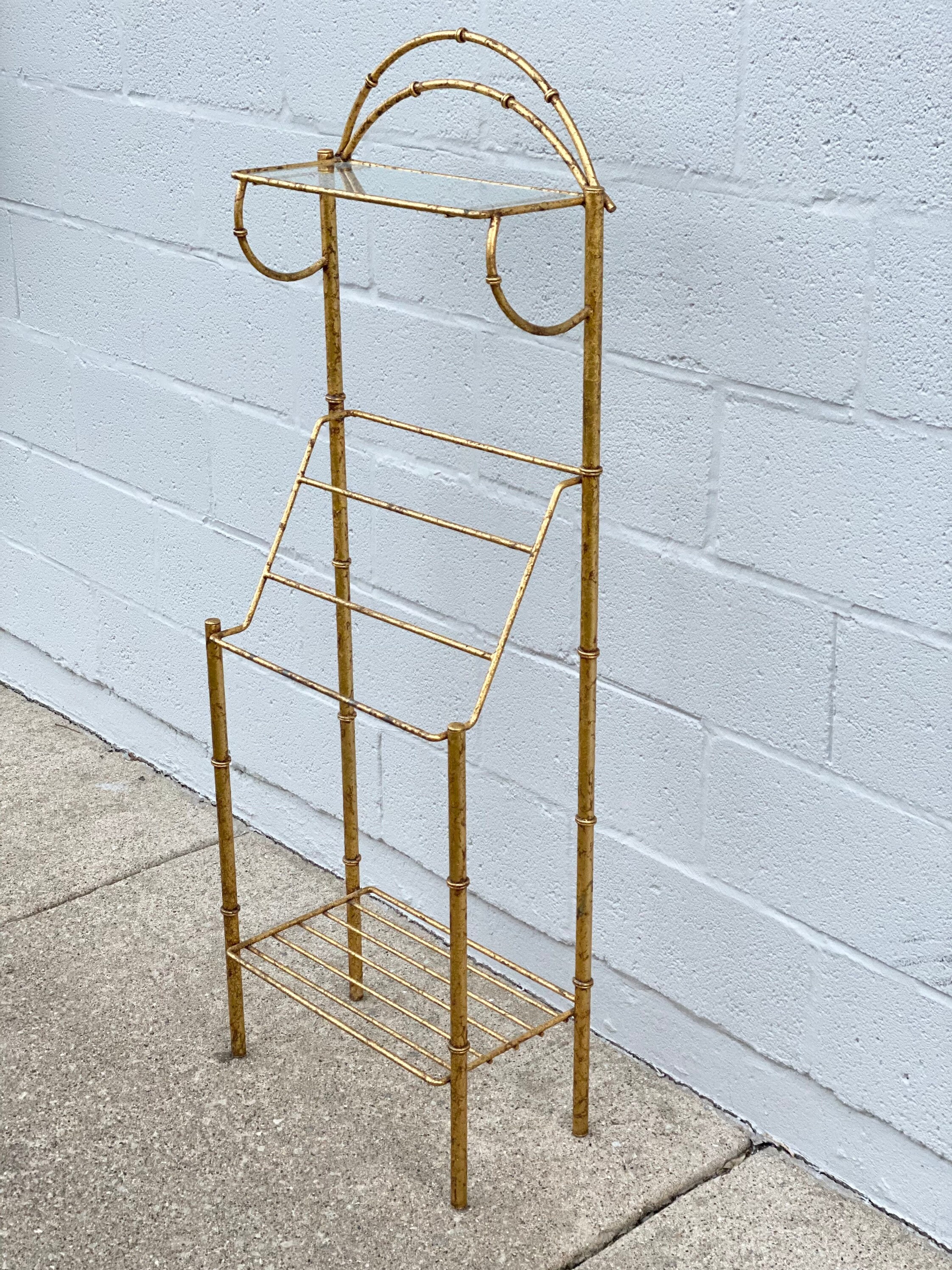 Vintage Tall Gold Towel Rack With Glass Top Shelf / Bathroom - Etsy