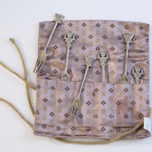 Silver Plate Fork Set / Six Of Forks Travel Set with Case