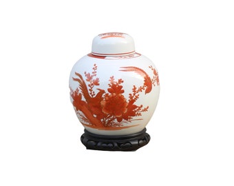Pote de gengibre vintage asiático com tampa, porcelana floral siena - Decoração para casa
