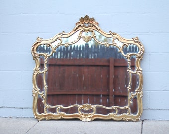 Vintage California Mirror Company / Large Carved Gilt Wood Wall Mirror / Vintage Home Decoration