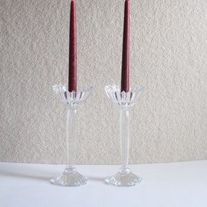Crystal Candlestick Holders / Crystal Glass Flower Candle Holders / Set of 2