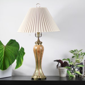 Vintage Brass Enamel Gold Lamp / Lighting / Vintage Home Decoration