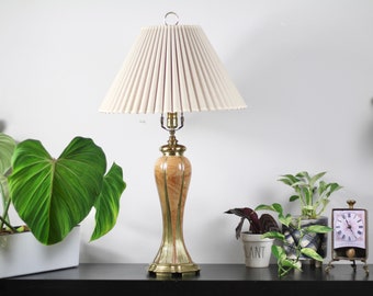 Vintage Brass Enamel Gold Lamp / Lighting / Vintage Home Decoration