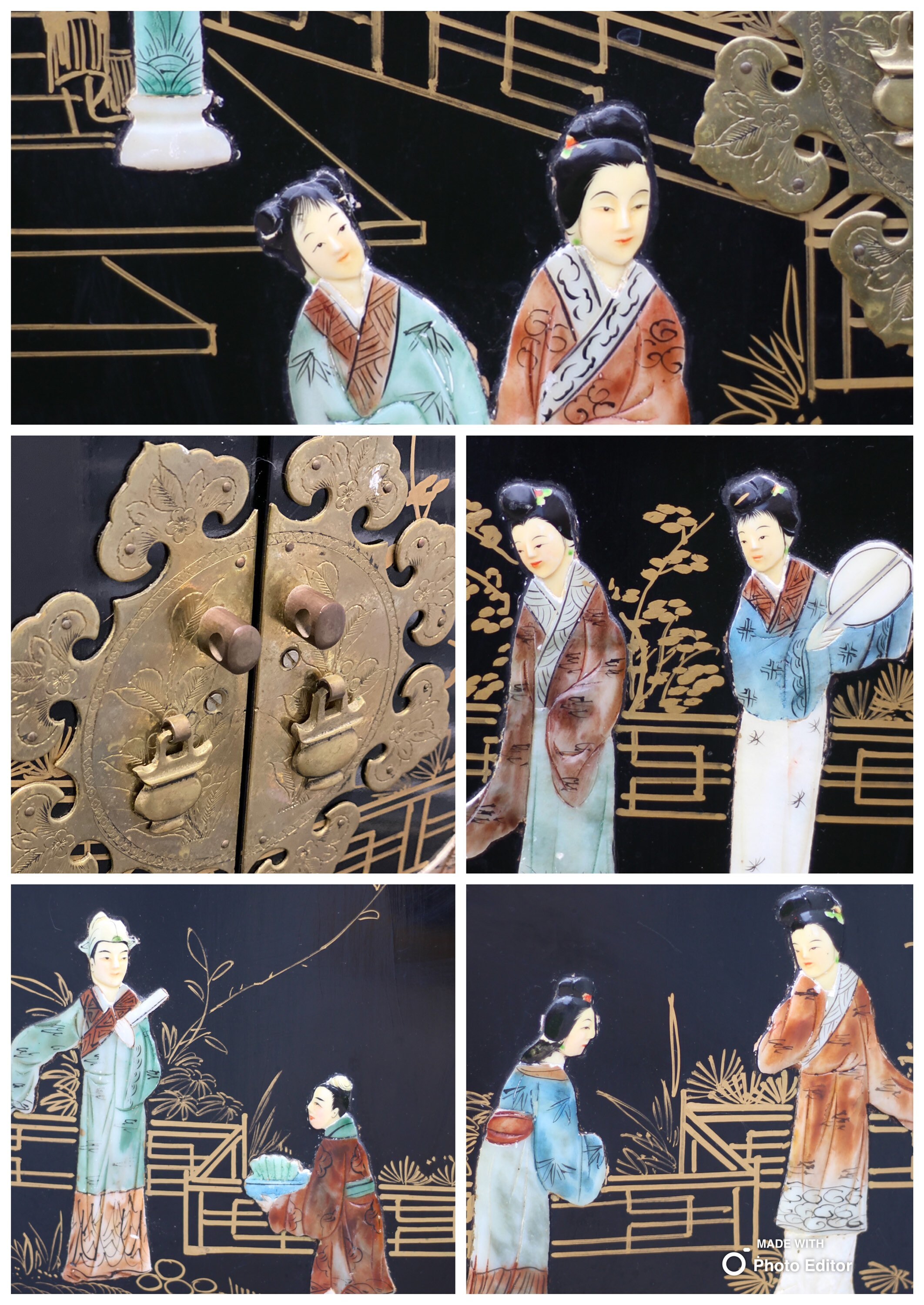 CFK88b 展示品 キムデザインスタジオ ニューオールドライト Mサイズ 黒 Oriental Furniture Black Lacquer Royal Ladies Half-Round