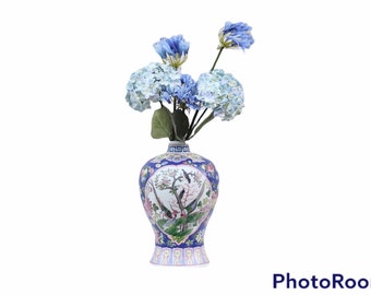 Jarrón de porcelana china vintage – Diseño de fénix y flores, decoración del hogar