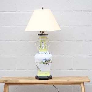 Tall Vintage Chinese Table Lamp / Chinese Hand Painted Porcelain Lamp / Vintage Home Decoration