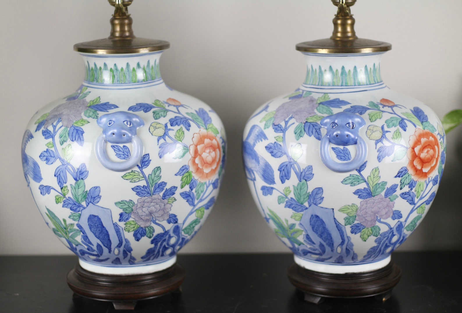 A Pair of Chinese Ginger Jar Table Lamps / White and Blue Etsy