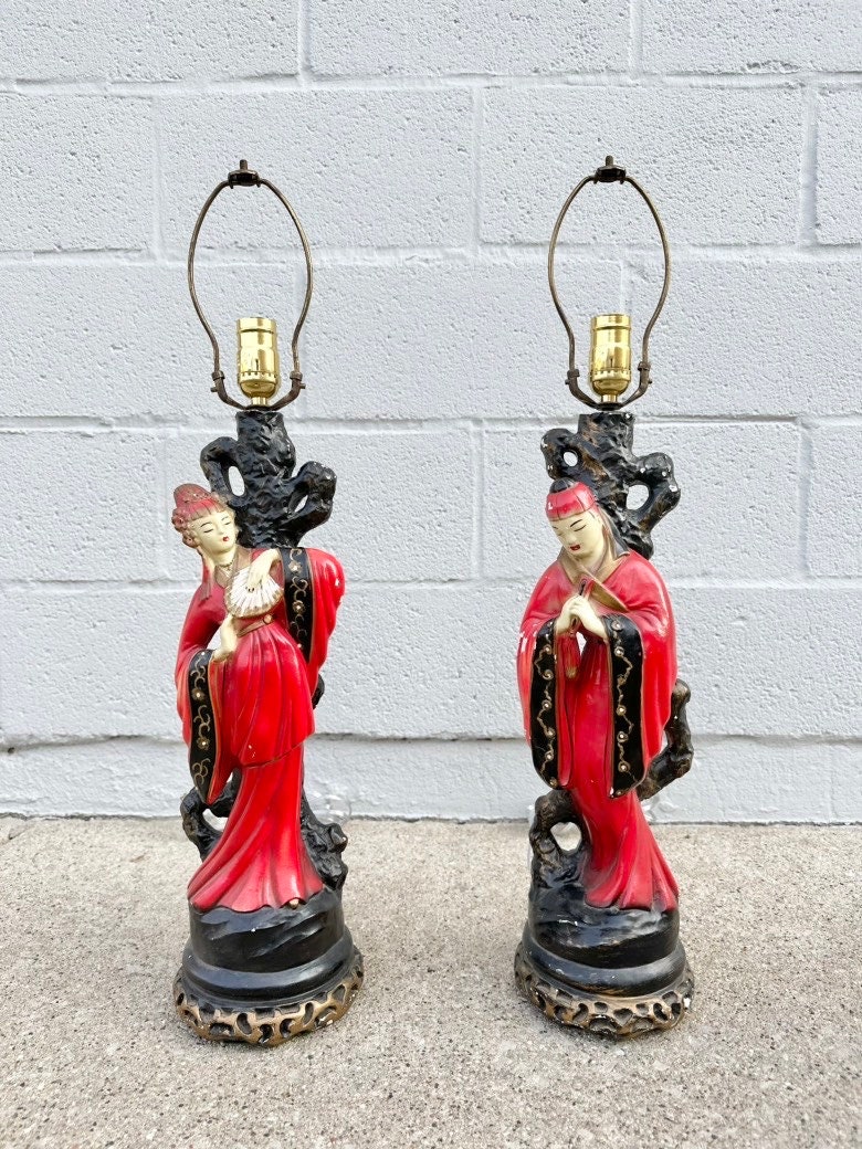 Antique oriental cheap figurine lamps