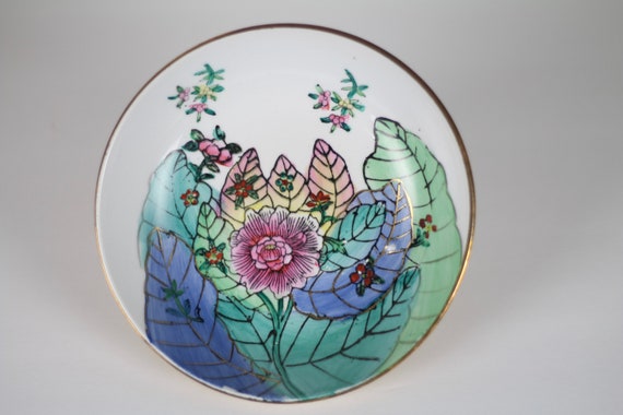 Vintage Chinese Tobacco Leaf Porcelain Hanging Decorative / Vintage Home  Decoration