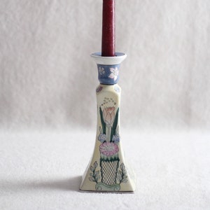 Vintage Ceramic WBI Chinese Porcelain Candlestick Holder / Floral Candle holder / Vintage Home Decoration