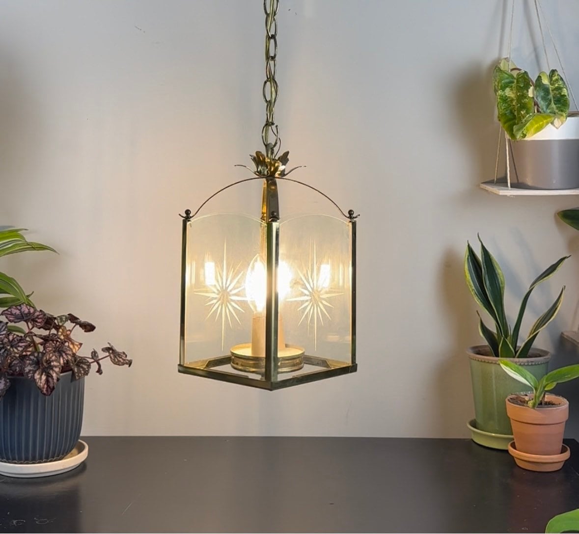 Vintage Brass Lantern Ceiling Light Hanging Lantern Chandelier