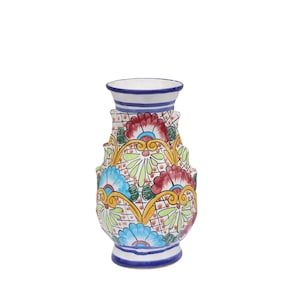 Talavera Mexican Pottery Vase / Hand Painted Floral Vase / Home Decoration