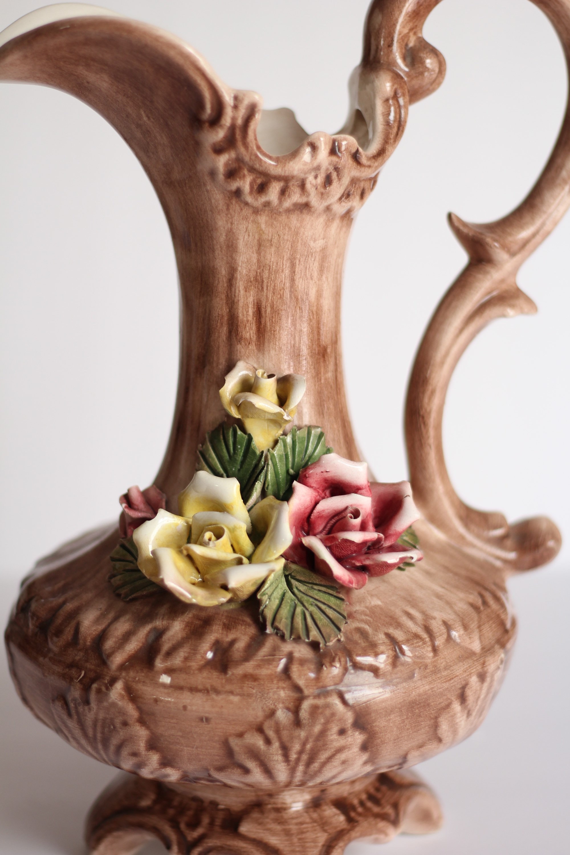 Porcelain Vase with Lid Teapot Shaped Italian Pottery Bassano Ceramic