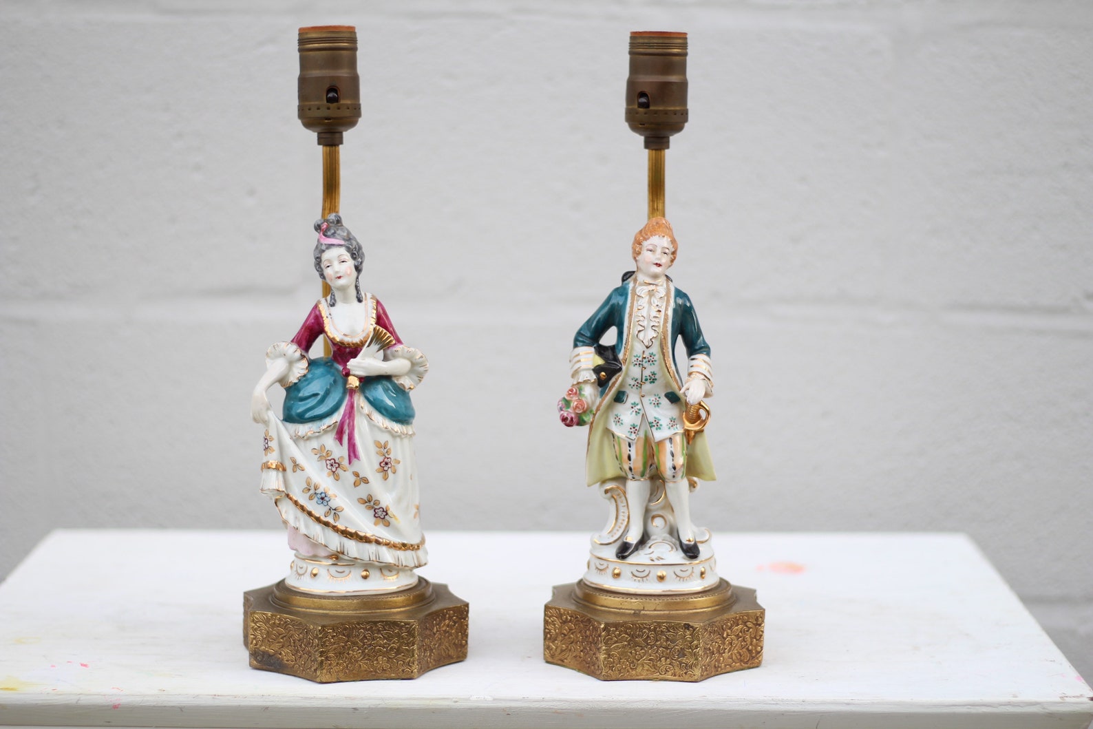A Pair of Vintage Figurine Lamps / Victorian Lamps / Vintage Etsy