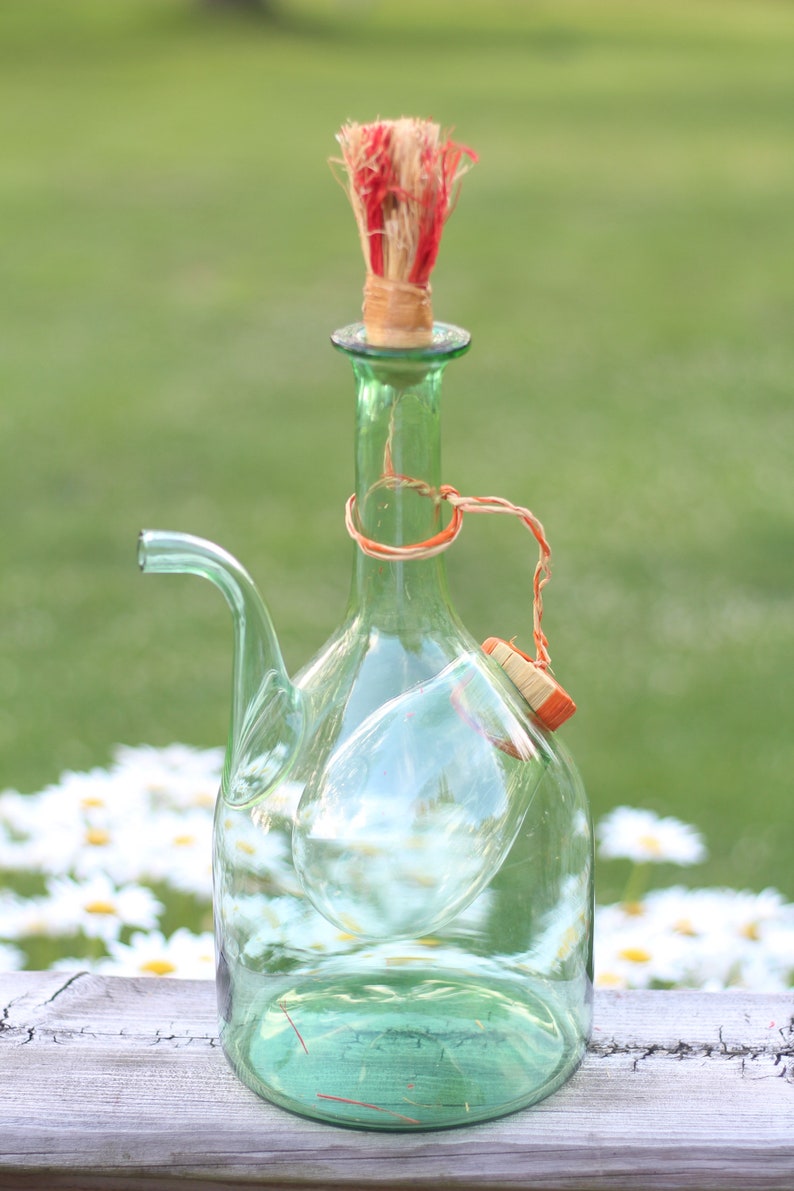 Download Vintage Italian Green Glass Wine Decanter / Ice Chamber / Mid | Etsy
