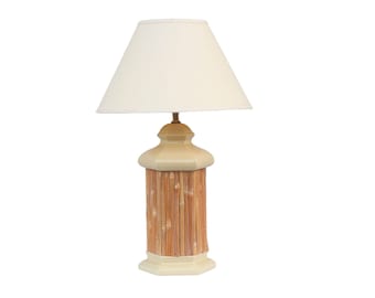 Tall Vintage Bamboo Table Lamp / Bamboo and Ceramic Lamp / Vintage Home Decoration