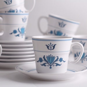 Vintage Noritake Progression Blue Haven 9004 Tea/Coffee cups . Blue-and-white design made in Japan.