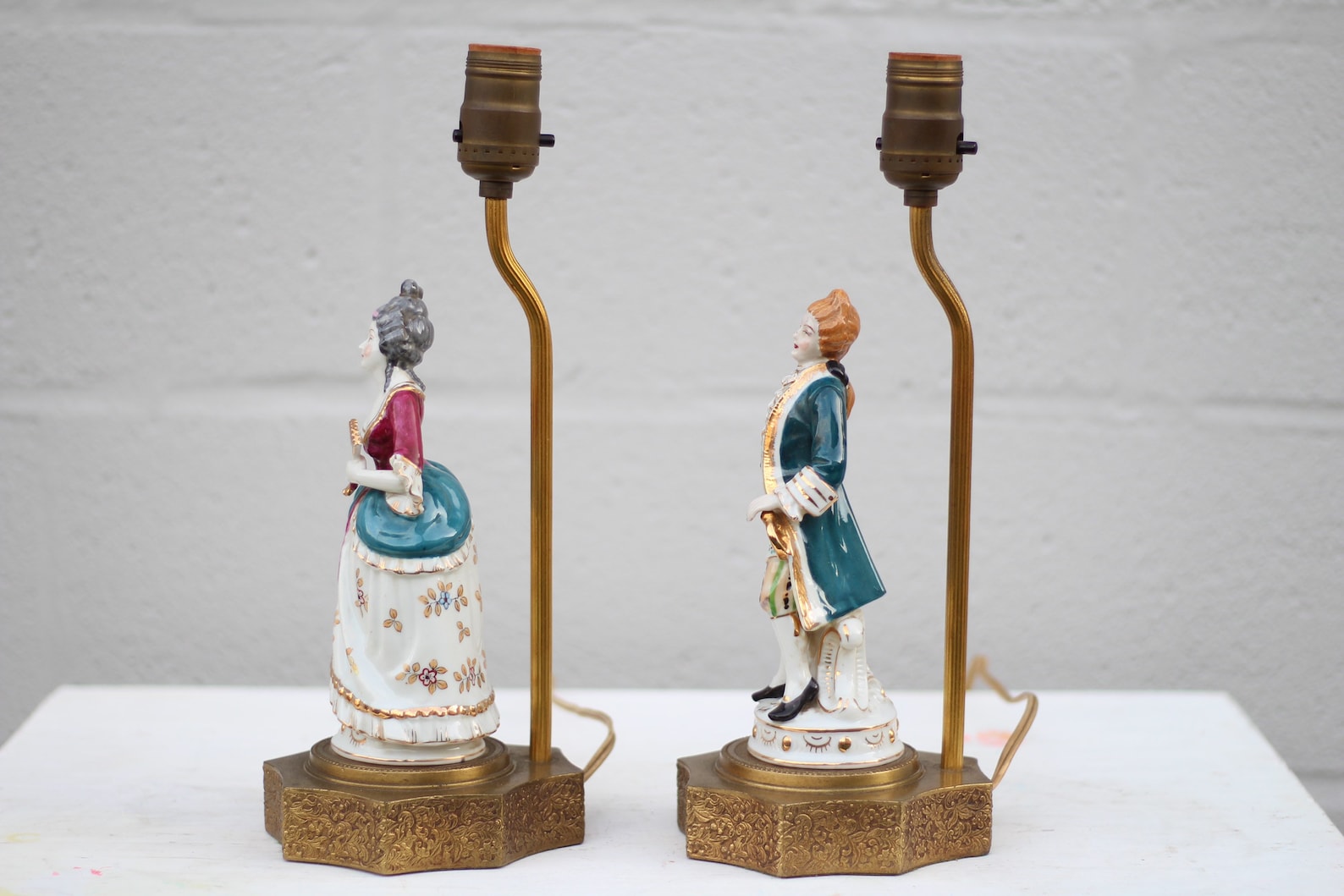 A Pair of Vintage Figurine Lamps / Victorian Lamps / Vintage Etsy