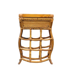 Vintage bamboo Rattan Accent Table With Built In Serving Tray / Boho / Vintage Home Decoration