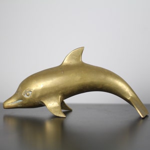 Vintage Brass Dolphin / Brass Dolphin Sculpture / Vintage Home Decoration