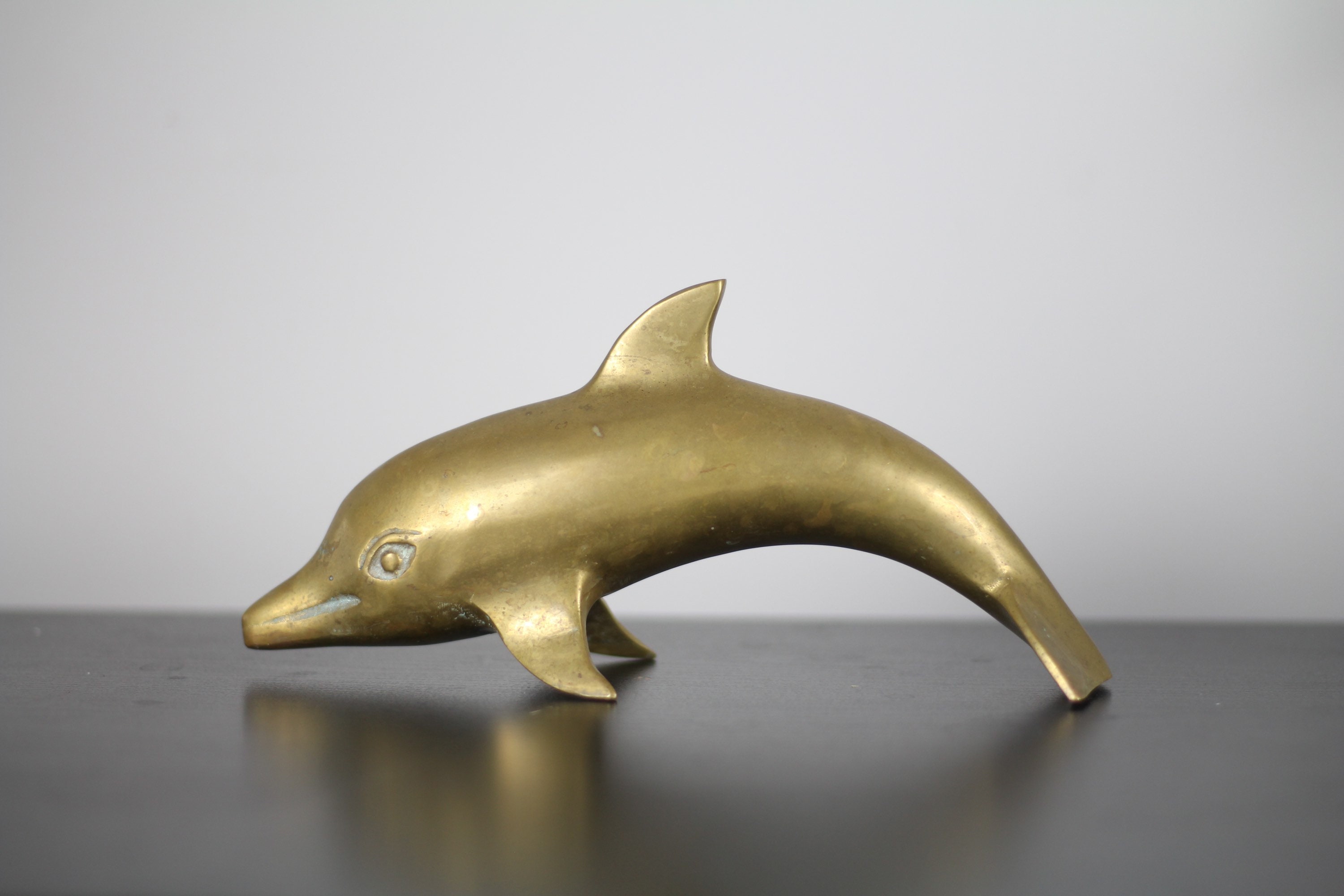 Vintage Brass Dolphin / Brass Dolphin Sculpture / Vintage Home Decoration 