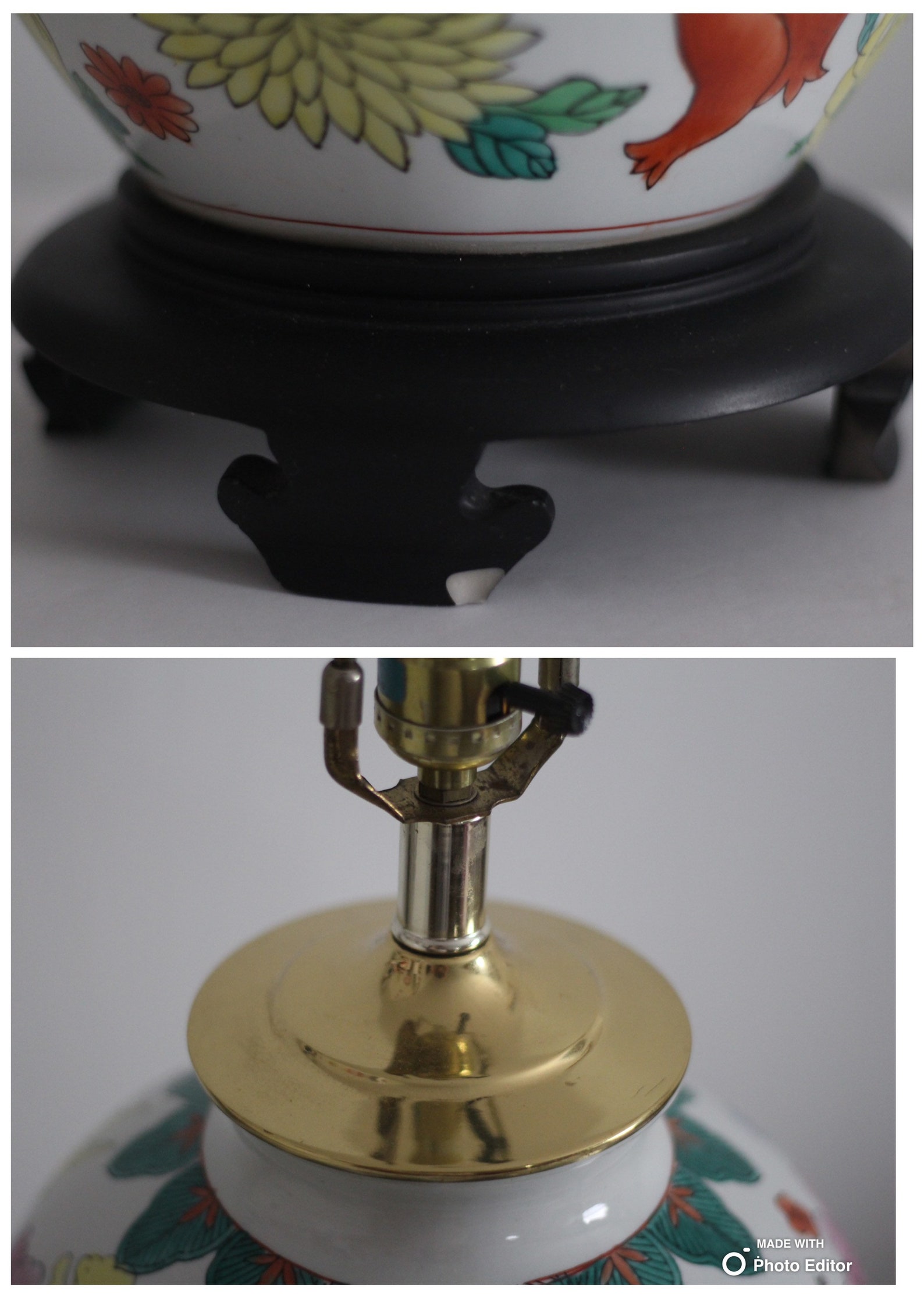 Vintage Asian Hand Painted Ginger Jar Table Lamp / Chinese Etsy