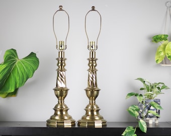 Vintage Brass TYNDALE Table Lamps: Chicago, Pair, Home Decor
