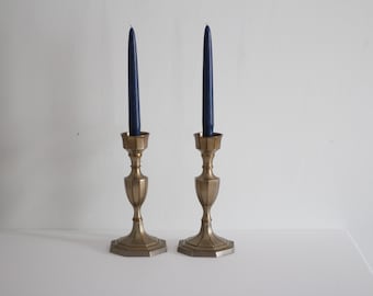 Vintage Brass Candlestick Holders - Home Decoration, Set of 2
