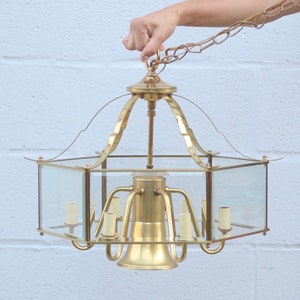 Vintage Hängelaterne Kronleuchter Messing und Glas / Sechseckige Laterne / Kronleuchter Deckenleuchte / Vintage Dekoration / Hausdekoration