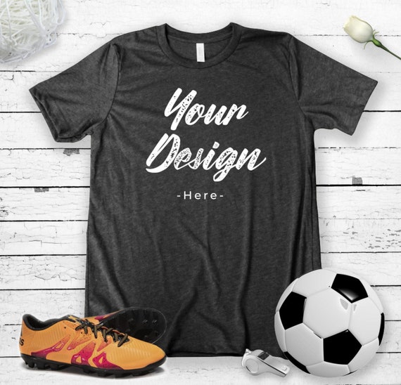 Soccer T-Shirt Mockup Bella Canvas Black Tee Mens T-Shirt