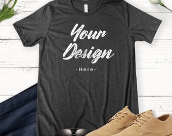 Download Black T-Shirt Mockup, Bella Canvas black tee, Mens T-Shirt ...