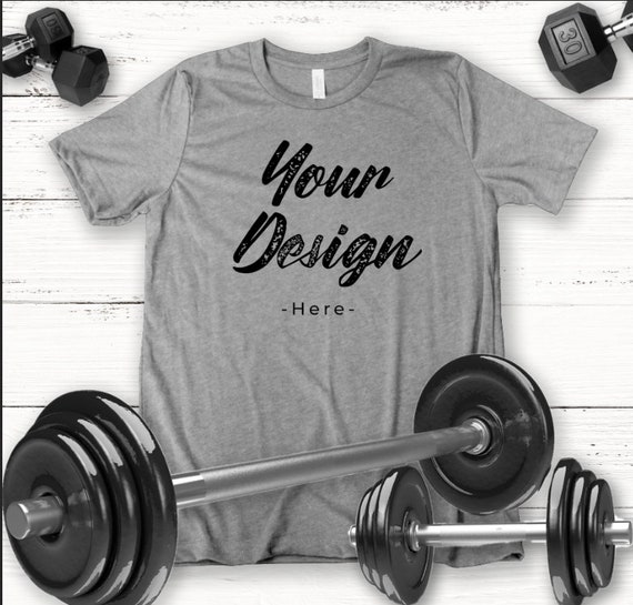 Workout TShirt Mockup Bella Canvas Grey Tee Mens TShirt