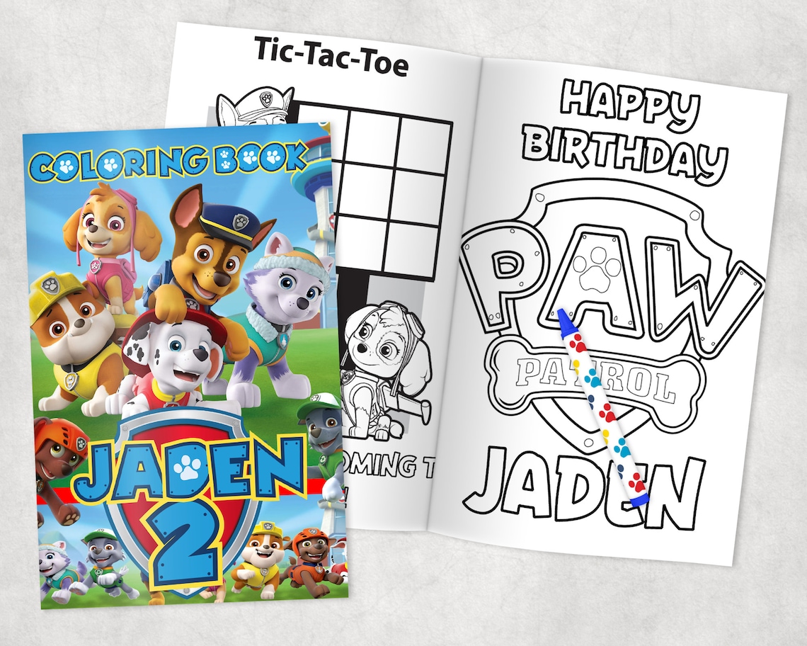 Paw Patrol Personalized Coloring Books Custom Party Favors - Etsy