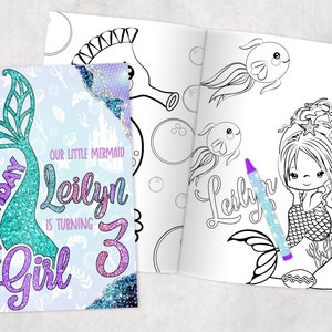 Mermaid Personalized Coloring Books - Custom Party Favors - Thank You Gift - Birthday - Printed & Shipped- 12 Books