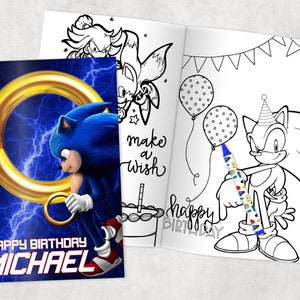 Sonic Personalized Coloring Books - Custom Party Favors - Thank You Gift - Birthday - Printed & Shipped- 12 Books