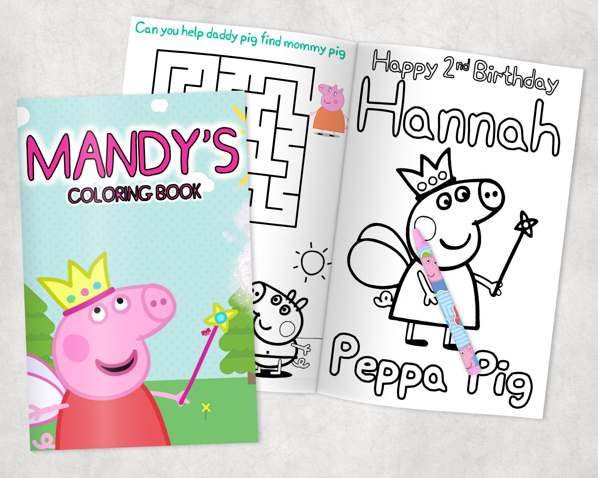Peppa Pig Libri da colorare personalizzati Bomboniere personalizzate Regalo  di ringraziamento Compleanno Stampato e spedito 12 Libri -  Italia