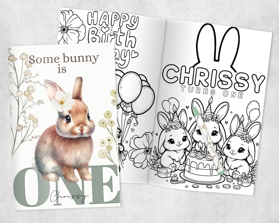 Some Bunny is One Personalized Coloring Books - Custom Party Favors ...