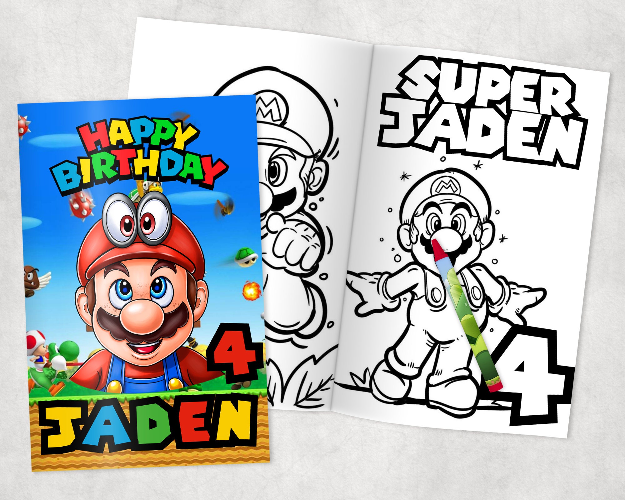 Mario Personalized Coloring Books Custom Party Favors Thank You Gift  Birthday Printed & Shipped 12 Books 