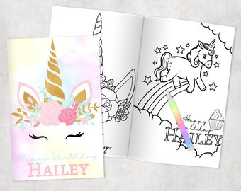 Unicorn Personalized Coloring Books - Custom Party Favors - Thank You Gift - Birthday - Printed & Shipped- 12 Books