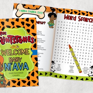 Flinstones Baby shower Game Books - Custom Party Favors - Thank You Gift - Printed & Shipped- 15 Books