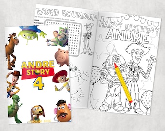 Toy Story Libros para colorear personalizados - Favores de fiesta personalizados - Regalo de agradecimiento - Cumpleaños - Impreso y enviado - 12 libros