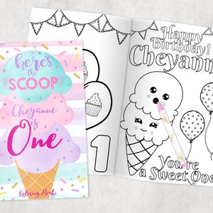Ice Cream Personalized Coloring Books - Custom Party Favors - Thank You Gift - Birthday - Printed & Shipped- 12 Books