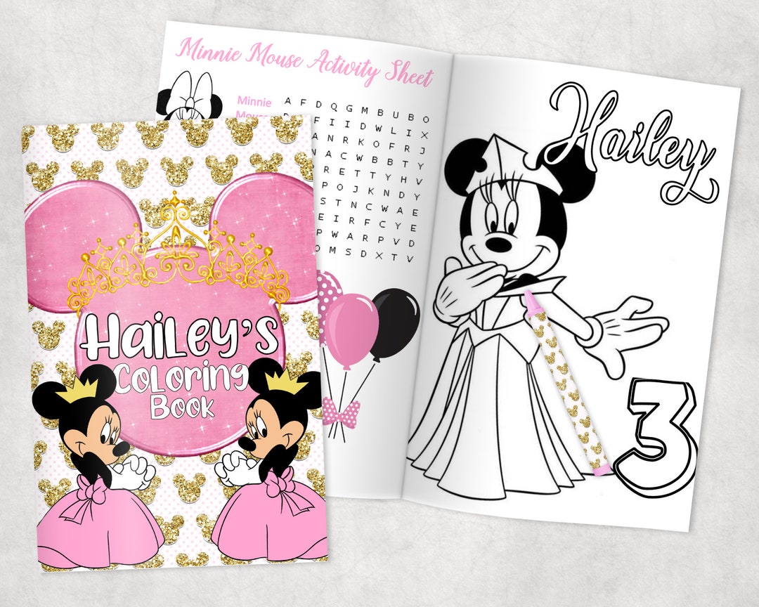 Minnie Mouse Personalized Coloring Books - Custom Party Favors - Thank ...