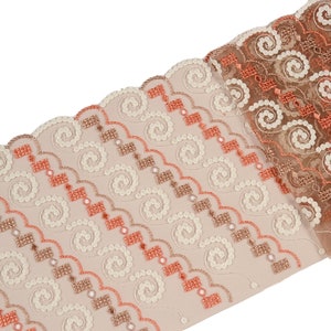 Embroidered lace, tulle lace, embroidery on tulle, beige, solid tulle 2708