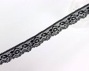 Dentelle élastique étroite, dentelle au mètre, ruban bleu marine, décorations couture, couture poupée, couture sous vêtements 6711