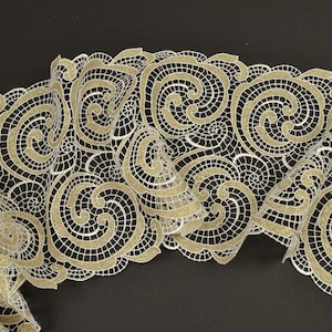 Wide guipure lace, ivory color guipure, gold guipure, lingerie, bralette, wedding, DIY 5600
