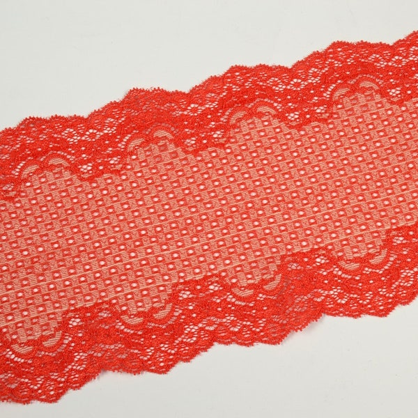 Red streth lace, lace trims, sewing, lingerie, bralette, DIY, lace by the meter 1036