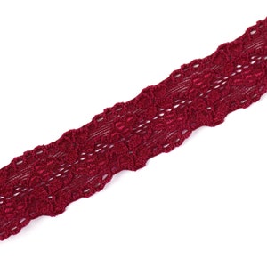 Burgunderrote Spitze, Spitze als Meterware, Spitzenbesatz, Borte, Zierband, Nähen von Unterwäsche, DIY 6637