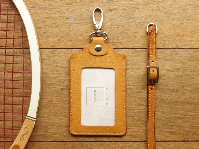 Leather ID Holder With Lanyard, Leather ID Card Holders, Leather ID